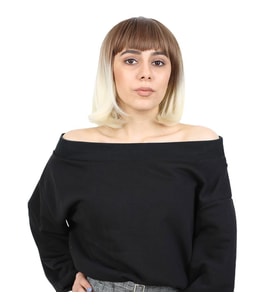 Mulvxprk  Prk02 Kısa Küt Perçemli Fiber Sentetik Peruk - Kumral / Platin Ombreli (Mulvix)