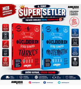 Ankara Yayıncılık 6.Sınıf Türkçe ve Matematik Güçlendiren Soru Bankası Seti 2 Kitap
