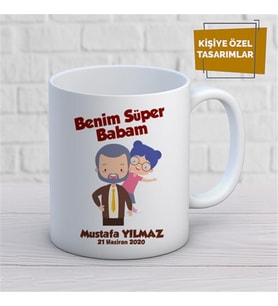 Kişiye Özel İsim Yazılabilir Benim Süper Babam Kupa Bardak