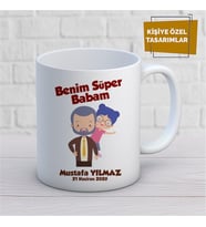 Kişiye Özel İsim Yazılabilir Benim Süper Babam Kupa Bardak