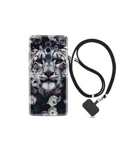 Huawei Mate 10 Pro Kılıf Desenli Silikon Boyun Askılı Flowers Snow Leopard 1335