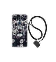 Huawei Mate 10 Pro Kılıf Desenli Silikon Boyun Askılı Flowers Snow Leopard 1335