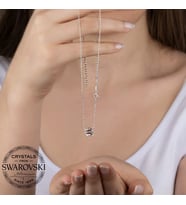 SWAROVSKİ ZİRCONİA PIRLANTA MONTÜR BAGET 925 AYAR GÜMÜŞ KOLYE