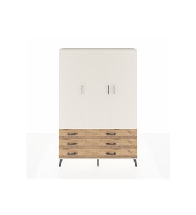 Hyperion Dolap 5 Raflı 6 Çekmeceli Tek Askılı 132x44x195 Aytaşı-Aytaşı/Çam