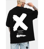Unisex Sometimes X Baskılı T-shirt (Siyah)