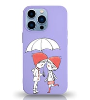 Apple iPhone 13 Pro Max Uyumlu Lansman Kılıf Aşk Tasarımlı İçi Kadife Kapak-Lila (Şeffaf)