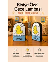 Kişiye Özel İsimli Kağıt Kayıkta Sevimli Ördek Gece Lambası Sıcak Işıklı Çocuk Odası Dekoru
