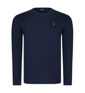 T8588 DEWBERRY BİSİKLET YAKA UZUN KOL T-SHIRT-AÇIK LACİVERT