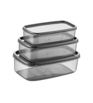 Oval 3 Parça Hava Almaz Sızdırmaz Saklama Kabı Seti Füme (300/500/800 ml)