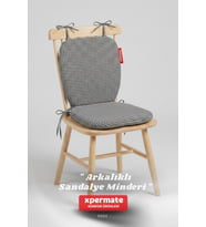 Pötikare Sırtlıklı Sandalye Minderi 42x42 Fermuarlı Yıkanabilir Kılıf Bağcıklı Minder Standart Fit
