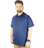 Mode XL Büyük Beden Tshirt Reglan Kapşonlu 22117 Indigo