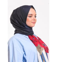 Çiçekli Desen Pavia Seri Şal Eşarp Askısı ile Birlikte 90X200 cm Füme Kırmızı-90