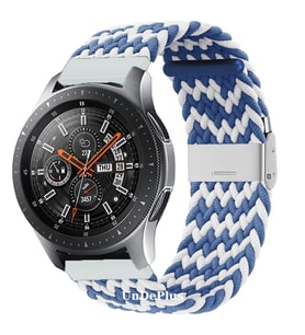 Samsung Galaxy Watch Gear S2 3 41mm 42mm Active 2 40mm 44mm Kordon Metal Klipsli (MAVI-BEYAZ)