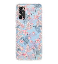 Samsung Galaxy S20  Kamera Korumalı Kapak Floral Kırmızı Tasarımlı  Şeffaf  Kılıf