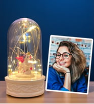 Size Özel Fotoğraflı Hediye Seti Led Işıklı Fanus ve Fotoğraf - Kişiye Özel Hediye Seti (Model 1)