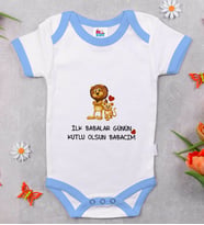 BK Kids İlk Babalar Günü Tasarımlı Mavi Bebek Body Zıbın-2