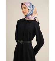 Armine Tivil İpek Eşarp 9318-05 Lacivert Karışık Desen