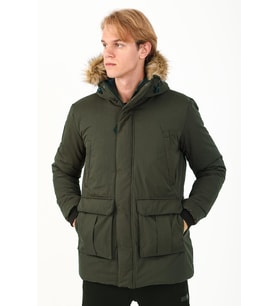 Maraton Regular Erkek Kapüşonlu  Haki Parka