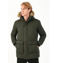Maraton Regular Erkek Kapüşonlu  Haki Parka
