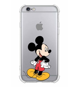 Apple iPhone 6S Uyumlu Köşe Korumalı Antişok  Kapak Mickey Mouse Tasarımlı Şeffaf  Kılıf