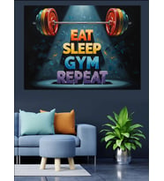 Eat Sleep Gym Repeat Motivasyon Dekoratif Kanvas - Mdf Ahşap Tablo