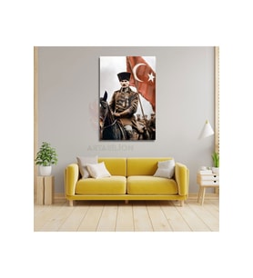 Atatürk ve Türk Bayrağı Kırılmaz Cam Tablo Dijital HD Baskı Tablo Duvar Dekor