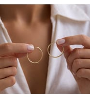 14K Altın Halka Küpe 1,2 mm 2.8 cm GİZLİ KİLİT