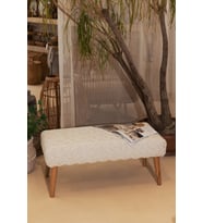 Krem Kabartma Dokulu Bench 42 X 91 X H 42 Cm