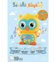 Sevimli Baykuş - Işıklı Sesli Müzikli Eğitici Bebek Oyuncağı Piyanousu (3 Mod & Hayvan Sesli)