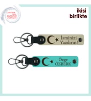 İsminle Sana Özel – Sevgiliye Ay Yıldız Motifli Kişiselleştirilebilir Anahtarlık, S Kahve-Turkuaz