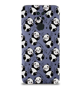 Xiaomi Redmi Note 9 Uyumlu Lansman Kılıf Panda Tasarımlı İçi Kadife Kapak-Petrol Mavisi (Şeffaf)