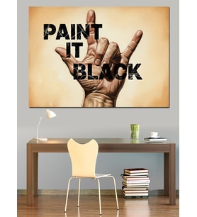 "Paint İn Black"  Rock El İşareti Dekoratif Kanvas - Mdf Ahşap Tablo