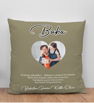 BK Gift Kişiye Özel Fotoğraflı Babalar Günü Tasarımlı Gri Kırlent Yastık-4 Babaya Hediye, Ev Dekorasyonu, Babalar Günü Hediyesi