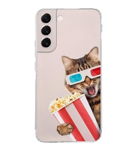 PrintiFy Samsung Galaxy S22 Plus ile Uyumlu Kedi 1 Kamera Korumalı Şeffaf Kılıf