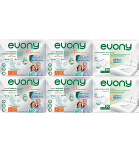 Evony Premium Hasta Bezi Yetişkin Bel Bantlı Tekstil Yüzey Büyük 120 Adet+Yatak Koruyucu Örtü 60 Ad