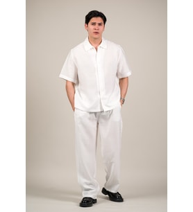 Oversize Lyocell Kumaş Yazlık Tiril Tiril Baggy Pantolonlu Gömlekli Takım