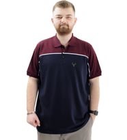 Mode XL Büyük Beden Erkek T-Shirt Polo Yaka Renk Bloklu DEER U24324 Lacivert