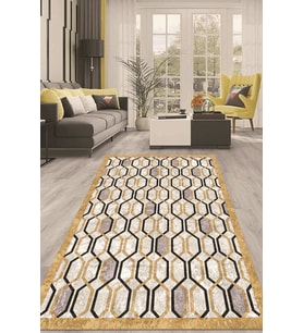 Dijital Kaymaz Taban Yıkanabilir Modern Renkli Salon Halısı Mutfak Halısı Yolluk ND-HT-195 (Sarı)