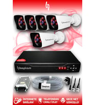 BAYICAM 5 Kameralı Kare 5 Dış Kamera Set HDD'siz Full HD Gece Görüşlü Güvenlik Kamerası Sistemi