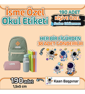 Kapbirhediye Okul Etiketi Isme Özel Kalem Defter Etiketi Astronot 3 Temalı 190 Adet
