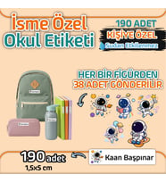 Kapbirhediye Okul Etiketi Isme Özel Kalem Defter Etiketi Astronot 3 Temalı 190 Adet