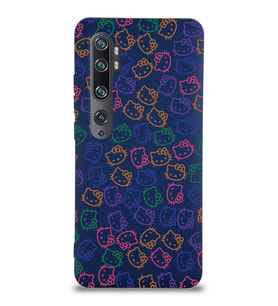 Xiaomi Mi Note 10 Pro Uyumlu Lansman Kılıf Hello Kitty Tasarımlı İçi Kadife Kapak-Lacivert (Şeffaf)