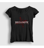 Presmono Kadın Siyah Logo V2 Megadeth T-Shirt 292769tt