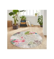 Eliana Home Baskılı, Yıkanabilir Kaymaz Taban Yuvarlak Halı LNA7185 120x120 cm (Bej)