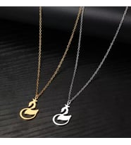 Kişiye Özel 925 Ayar Gümüş Taçlandırılmış Kuğu Kolye (Gold)