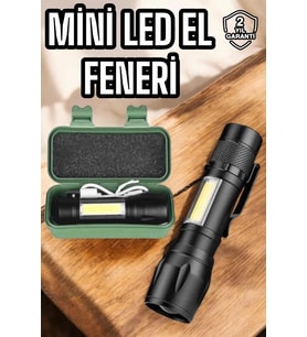 Şarjlı Metal Zoomlu El Feneri Işıldak Led Işık Taşınabilir El Lambası