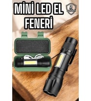 Şarjlı Metal Zoomlu El Feneri Işıldak Led Işık Taşınabilir El Lambası
