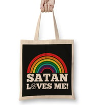 Funny Satanic Satan Loves Me Lucifer Gift Idea Bez Çanta Uzun Saplı