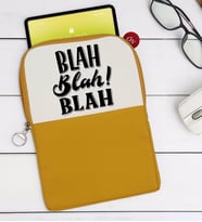 BK Gift Blah Blah Blah Tasarımlı Taşınabilir Koruyucu Tablet Kılıfı & Organizer Çanta - Sarı-1