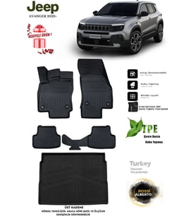 Jeep Avanger Elektrikli Üst 2026 Araca Özel 3D Paspas Ve 3D Bagaj Havuzu